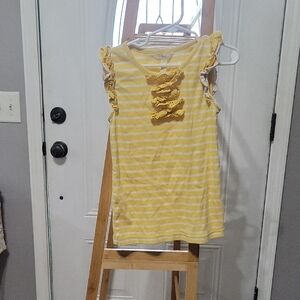 Matilda Jane Yellow Striped Tank with Ruffle Sleeves